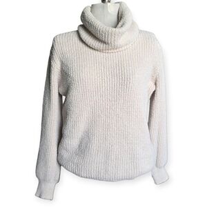 Allie Rose Oversized Turtleneck Sweater, Beige, Size Small